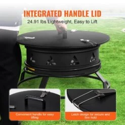 Propane Fire Pit, 24 In. Dia Outdoor Portable Gas Fire Pit, Adjustable Flame Height Camping Firepit, 58,000 BTU, Black -Fire Place Store black vevor gas fire pits bxsrqhk24ycbl1s54v0 44 1000