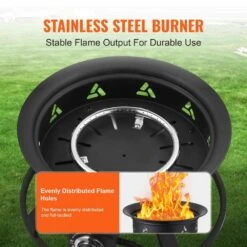 Propane Fire Pit, 24 In. Dia Outdoor Portable Gas Fire Pit, Adjustable Flame Height Camping Firepit, 58,000 BTU, Black -Fire Place Store black vevor gas fire pits bxsrqhk24ycbl1s54v0 4f 1000