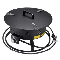 Propane Fire Pit, 24 In. Dia Outdoor Portable Gas Fire Pit, Adjustable Flame Height Camping Firepit, 58,000 BTU, Black
