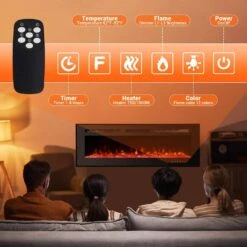 50 In. Wall Mount Electric Fireplace In Black With Remote,Silent Heater,Adjustable Flame Colors Brightness,Touch Control -Fire Place Store black wall mounted electric fireplaces pho 10oy0wuo hnn 76 1000