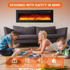 50 In. Wall Mount Electric Fireplace In Black With Remote,Silent Heater,Adjustable Flame Colors Brightness,Touch Control -Fire Place Store black wall mounted electric fireplaces pho 10oy0wuo hnn fa 1000