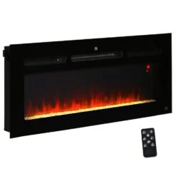 40 In. 1500-Watt Recessed And Wall Mounted Electric Fireplace Inserts With Remote, Adjustable Flame Color And Brightness