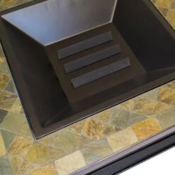 36 In. W X 21 In. H Square Metal Wood Burning Outdoor Leisure Fire Pit With Decorative Slate Hearth -Fire Place Store black with copper highlights wood burning fire pits 5505 a0 1000