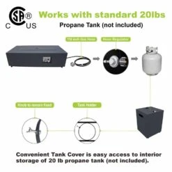 42 In. 50,000 BTU Outdoor Propane Fire Pit Table With Golden LED Light -Fire Place Store black with golden led light evita gas fire pits ft0313 fa 1000