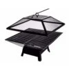 CLIHOME 19 In. Square Small Fire Pit Iron BBQ Party Portable Fire Pit With Mesh Lid