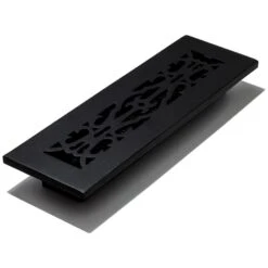 Victorian 12 In. X 2 In. Floor Register In Cast Iron Black