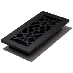 Victorian 10 In. X 4 In. Floor Register In Cast Iron Black