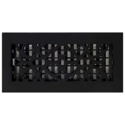 Victorian 10 In. X 4 In. Floor Register In Cast Iron Black -Fire Place Store blacks decor grates registers grilles ac410 blk a0 1000