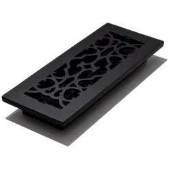 Victorian 12 In. X 4 In. Floor Register In Cast Iron Black