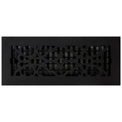 Victorian 12 In. X 4 In. Floor Register In Cast Iron Black -Fire Place Store blacks decor grates registers grilles ac412 blk a0 1000