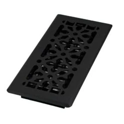 4 In. X 10 In. Gothic Design Black Steel Floor Register