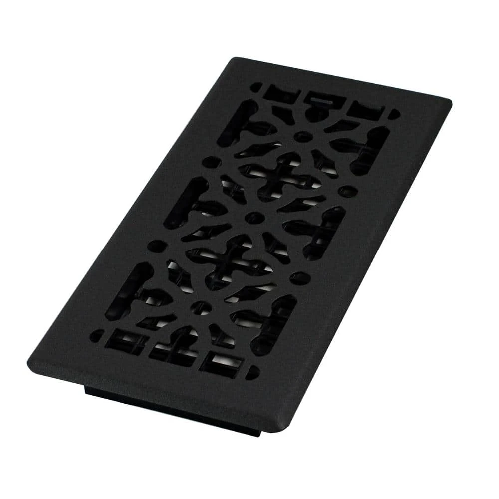 4 In. X 10 In. Gothic Design Black Steel Floor Register 1 4 In. X 10 In. Gothic Design Black Steel Floor Register