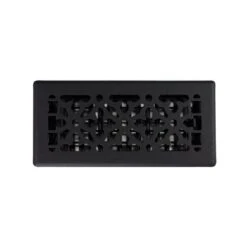 4 In. X 10 In. Gothic Design Black Steel Floor Register 8 4 In. X 10 In. Gothic Design Black Steel Floor Register -Fire Place Store blacks decor grates registers grilles agh410 blk a0 1000