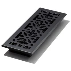 4 In. X 12 In. Gothic Design Black Steel Floor Register