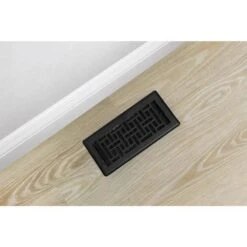 4 In. X 10 In. Oriental Steel Plated Floor Register, Textured Black -Fire Place Store blacks decor grates registers grilles ajh410 blk 31 1000