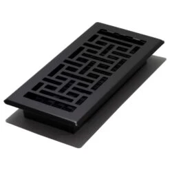 4 In. X 10 In. Oriental Steel Plated Floor Register, Textured Black