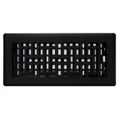 4 In. X 10 In. Oriental Steel Plated Floor Register, Textured Black -Fire Place Store blacks decor grates registers grilles ajh410 blk a0 1000