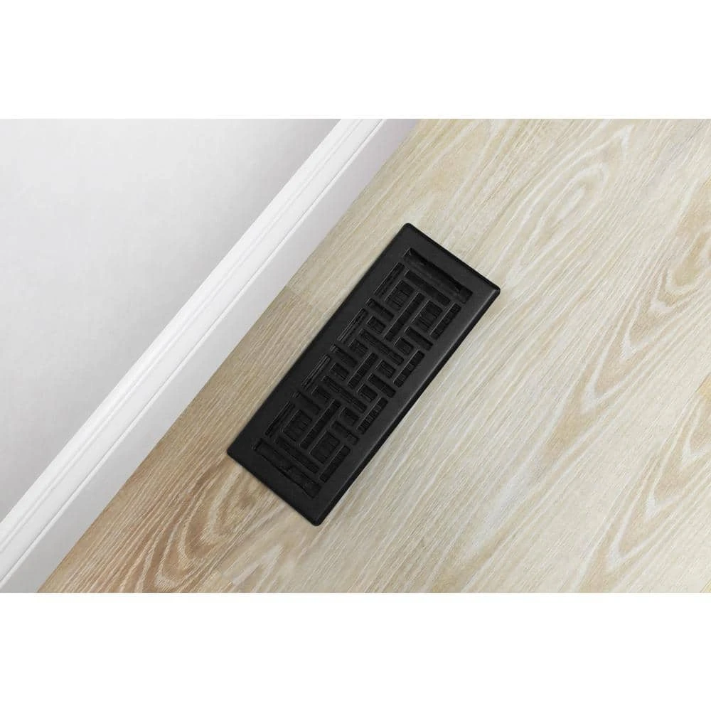 4 In. X 12 In. Oriental Steel Plated Floor Register, Textured Black 7 4 In. X 12 In. Oriental Steel Plated Floor Register, Textured Black - Image 7
