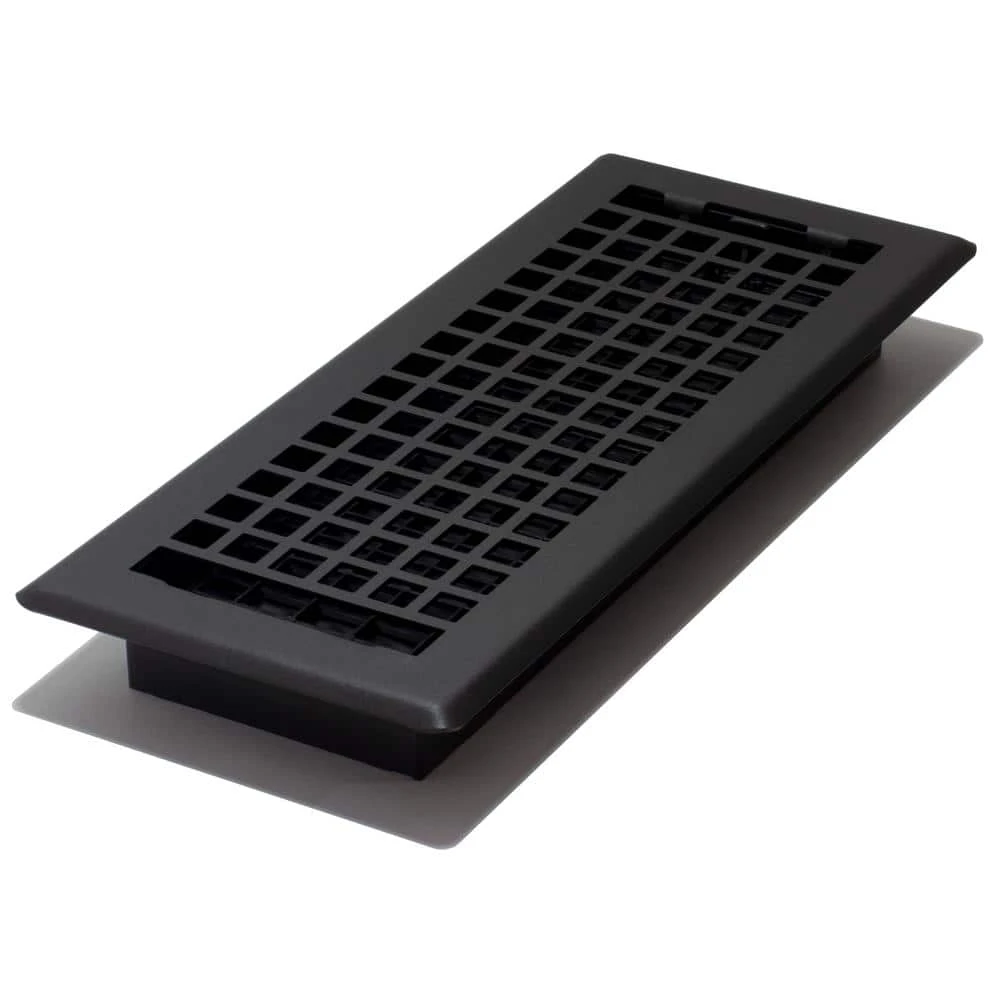 4 In. X 12 In. Lattice Floor Register, Textured Black 1 4 In. X 12 In. Lattice Floor Register, Textured Black