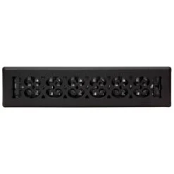 2 In. X 14 In. Scroll Design Painted Floor Registe, Textured Black -Fire Place Store blacks decor grates registers grilles st214 a0 1000