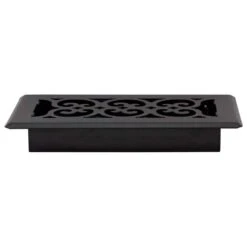 4 In. X 8 In. Scroll Design Painted Floor Registe, Textured Black 9 4 In. X 8 In. Scroll Design Painted Floor Registe, Textured Black -Fire Place Store blacks decor grates registers grilles st408 1d 1000