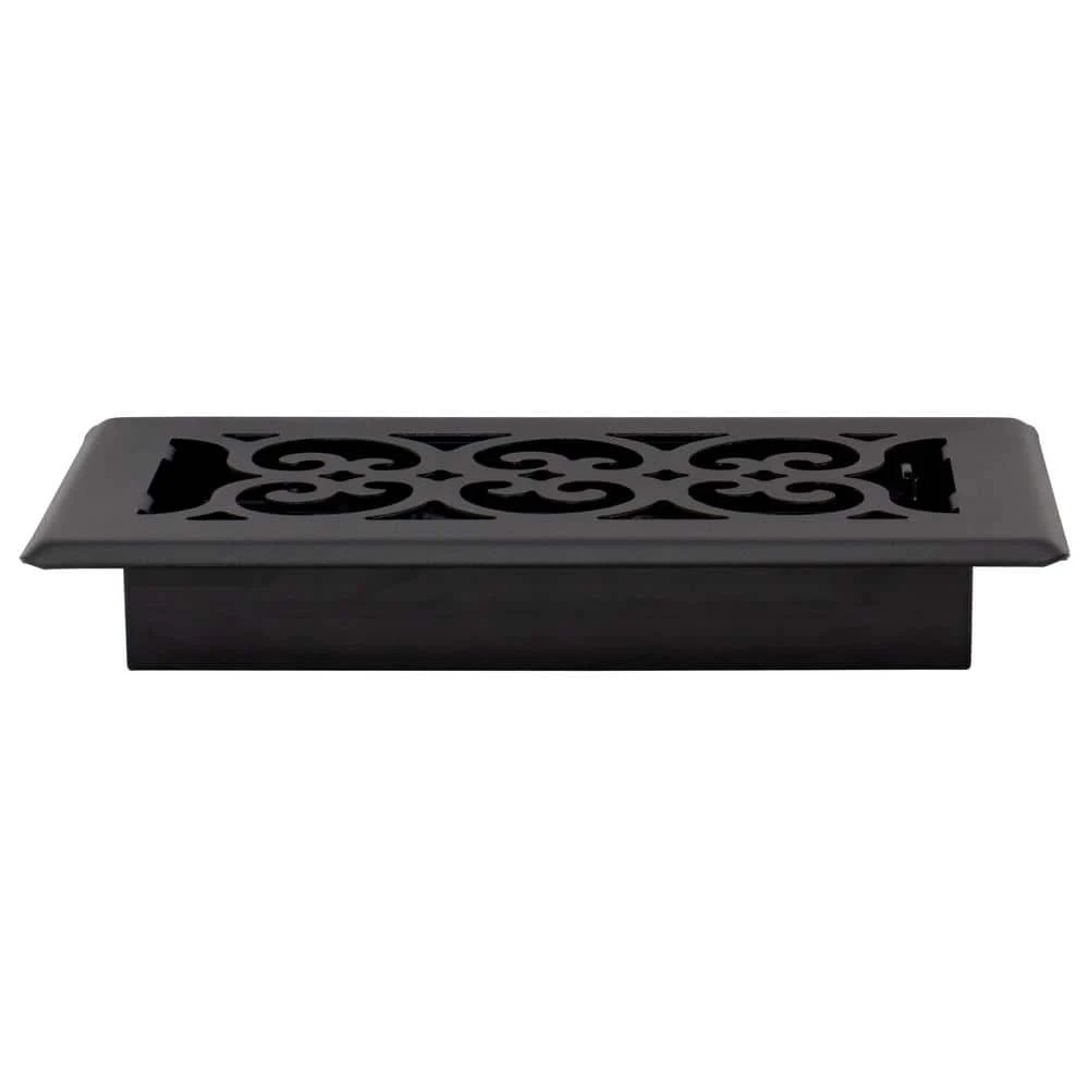4 In. X 8 In. Scroll Design Painted Floor Registe, Textured Black 4 4 In. X 8 In. Scroll Design Painted Floor Registe, Textured Black - Image 4