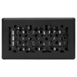 4 In. X 8 In. Scroll Design Painted Floor Registe, Textured Black 8 4 In. X 8 In. Scroll Design Painted Floor Registe, Textured Black -Fire Place Store blacks decor grates registers grilles st408 a0 1000