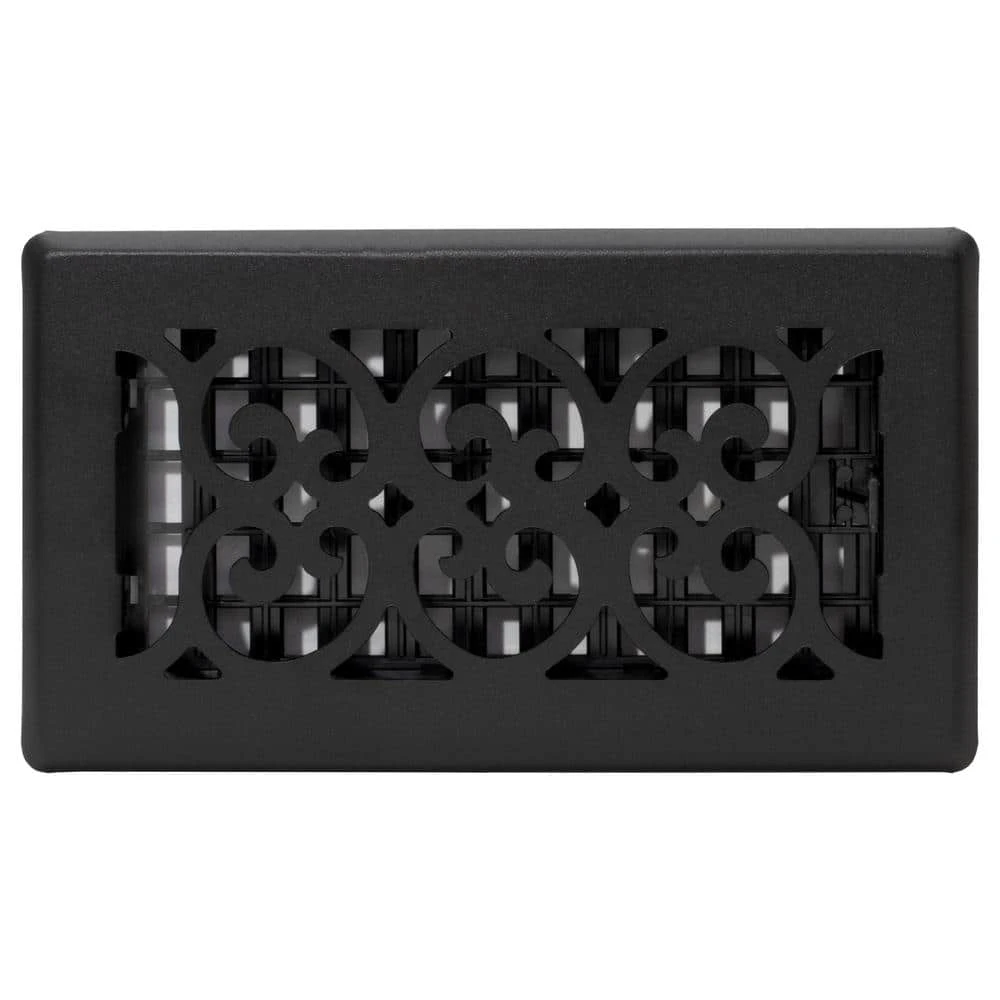 4 In. X 8 In. Scroll Design Painted Floor Registe, Textured Black 3 4 In. X 8 In. Scroll Design Painted Floor Registe, Textured Black - Image 3