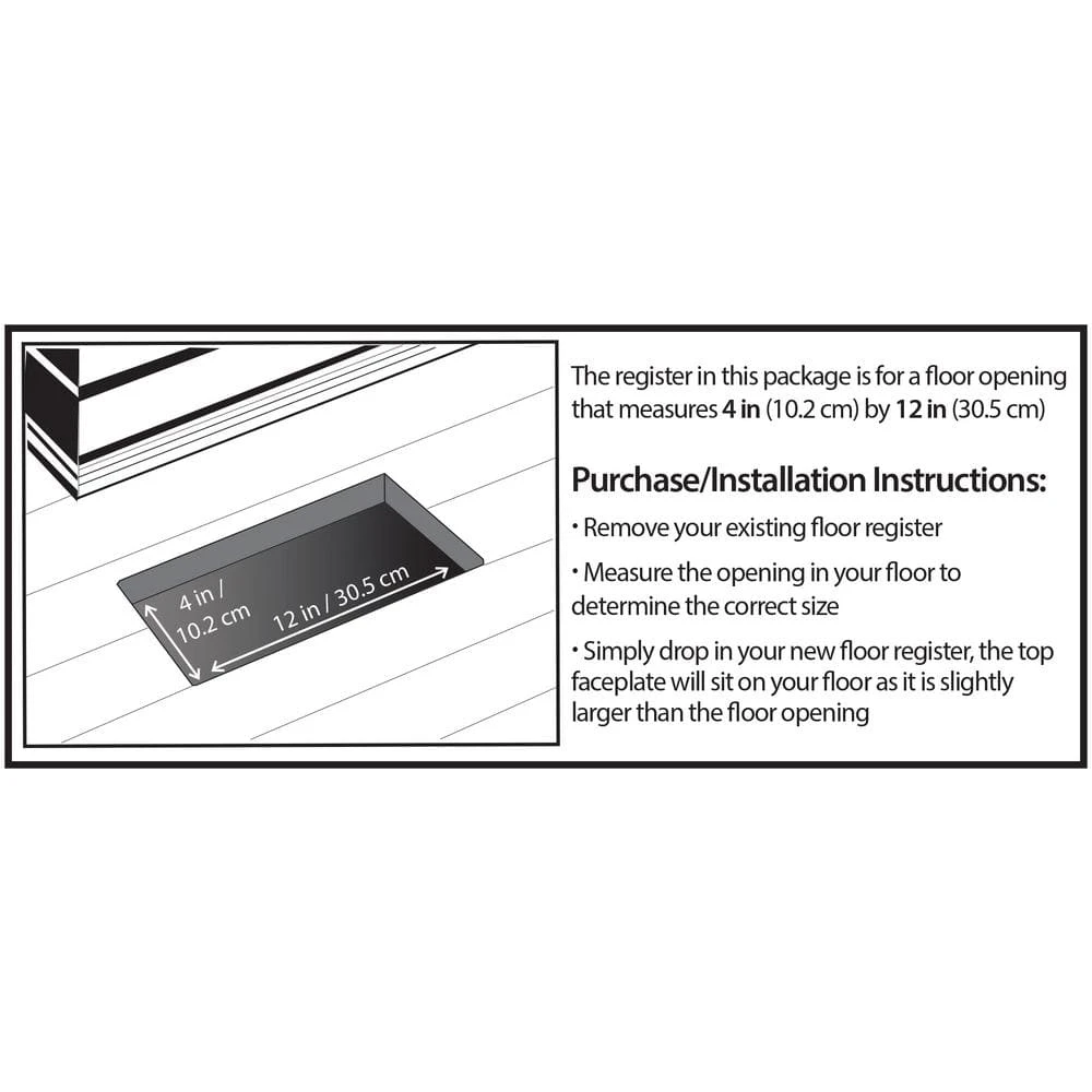 4 In. X 12 In. Steel Floor Register With Damper Box 9 4 In. X 12 In. Steel Floor Register With Damper Box - Image 9