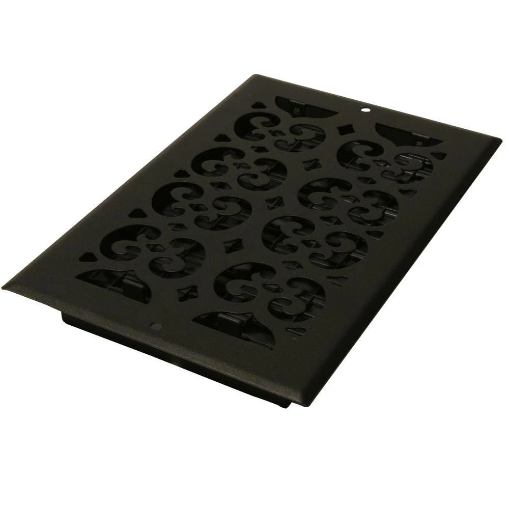 14 In. X 6 In. Textured Black Painted Steel Scroll Wall And Ceiling Register 1 14 In. X 6 In. Textured Black Painted Steel Scroll Wall And Ceiling Register