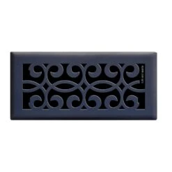 Classic Scroll 4 In. X 10 In. Steel Floor Register In Matte Black