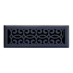 Classic Scroll 4 In. X 14 In. Steel Floor Register In Matte Black
