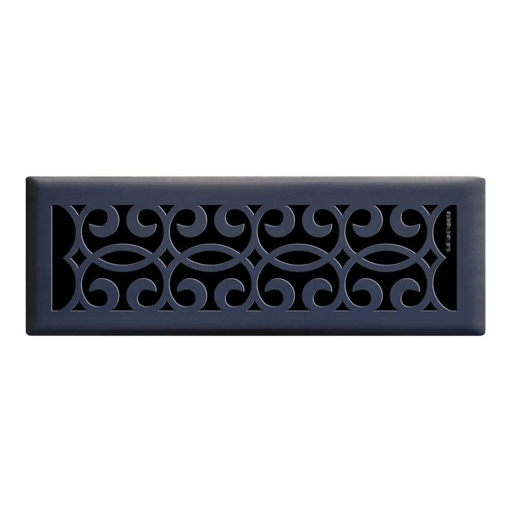Classic Scroll 4 In. X 14 In. Steel Floor Register In Matte Black 1 Classic Scroll 4 In. X 14 In. Steel Floor Register In Matte Black