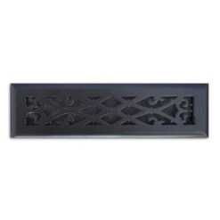Elegant Scroll 2 In. X 12 In. Steel Floor Register In Matte Black