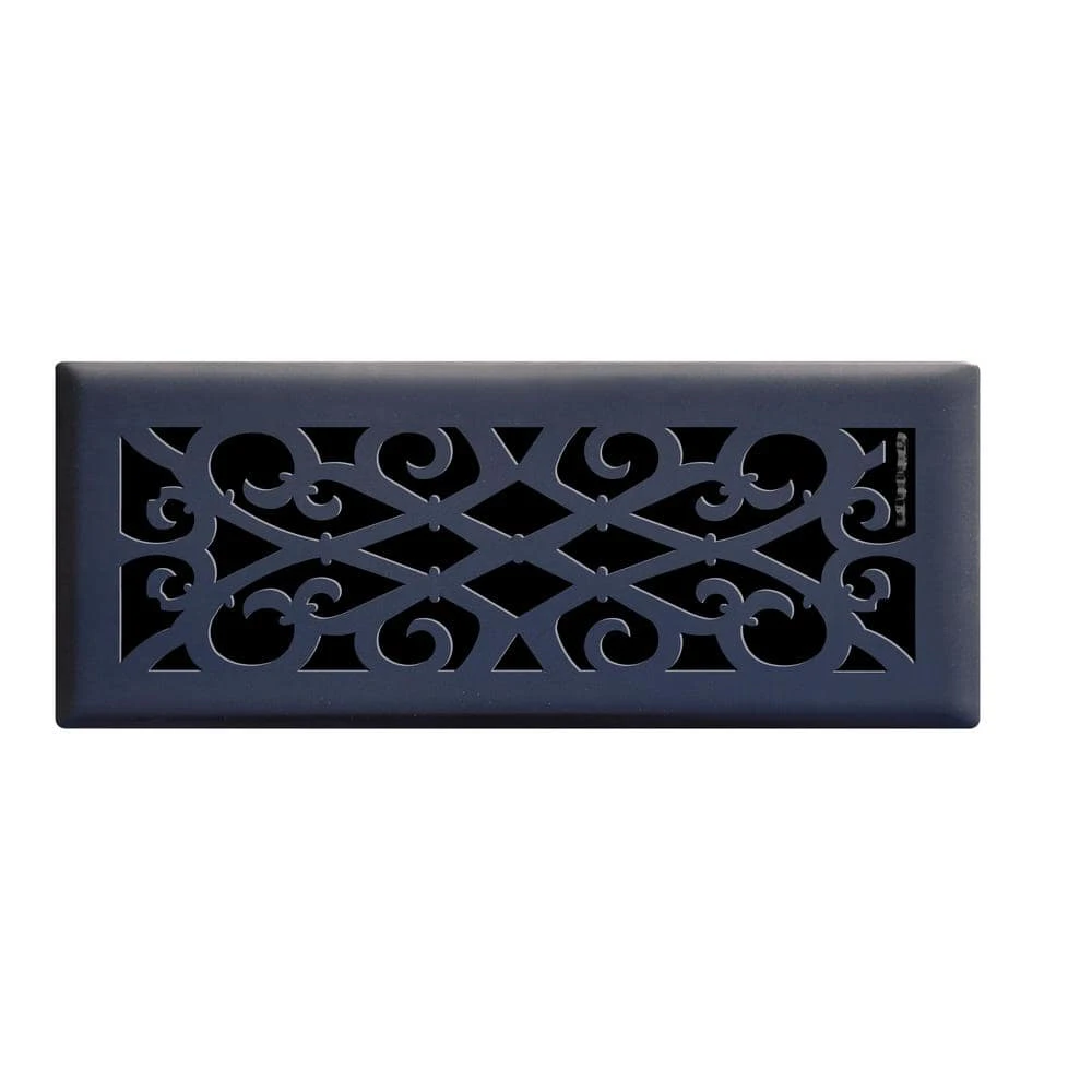 Elegant Scroll 4 In. X 12 In. Steel Floor Register In Matte Black 1 Elegant Scroll 4 In. X 12 In. Steel Floor Register In Matte Black
