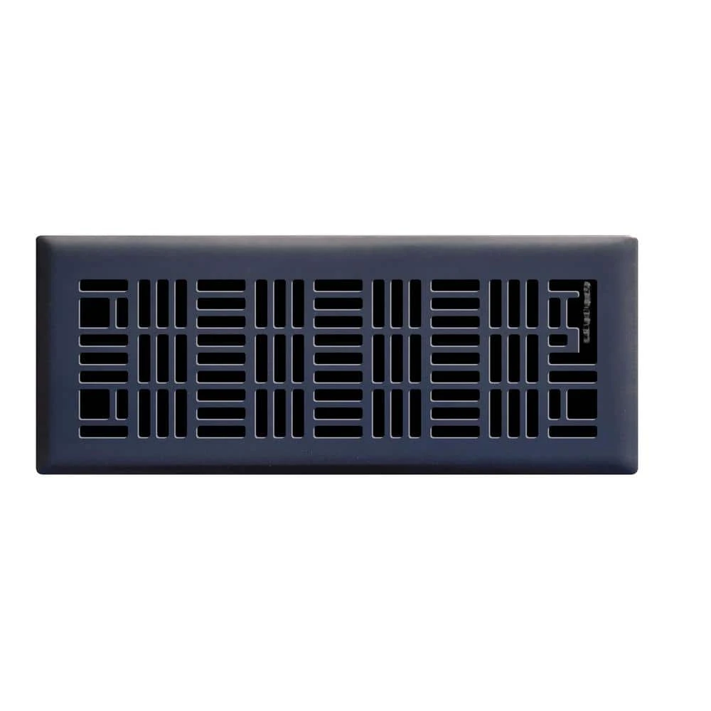 Art Nouveau 4 In. X 12 In. Steel Floor Register, Matte Black 1 Art Nouveau 4 In. X 12 In. Steel Floor Register, Matte Black