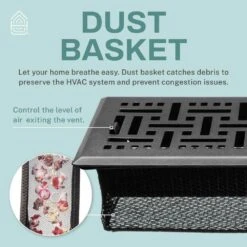 Basketweave 2 X 10 In. Decorative Floor Register Vent With Mesh Cover Trap, Matte Black 11 Basketweave 2 X 10 In. Decorative Floor Register Vent With Mesh Cover Trap, Matte Black -Fire Place Store blacks home intuition registers grilles bwfv210mb 44 1000