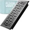 Basketweave 4 X 10 In. Decorative Floor Register Vent With Mesh Cover Trap, Matte Black