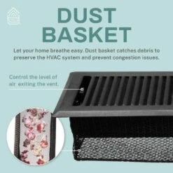 Contemporary 4 In. X 12 In. Decorative Floor Register Vent With Mesh Cover Trap, Matte Black 11 Contemporary 4 In. X 12 In. Decorative Floor Register Vent With Mesh Cover Trap, Matte Black -Fire Place Store blacks home intuition registers grilles ctfv412mb 44 1000