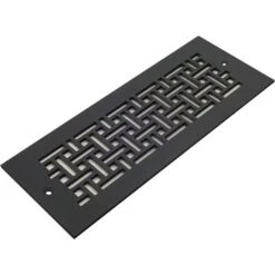 Basketweave Series 12 In. X 6 In. Black Steel Vent Cover Grille For Home Floors And Walls With Mounting Holes