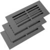 4 In. X 10 In. (3-Pack) Low-Profile Linear Split Design Floor Registers With Rust-Proof Louvers Black Steel Vent Covers