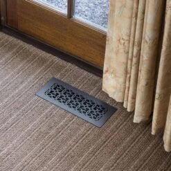 Versailles Series 12 In. X 6 In. Black Steel Vent Cover Grille For Home Floors And Walls With Mounting Holes -Fire Place Store blacks reggio registers registers grilles vl16 814 sbh 4f 1000