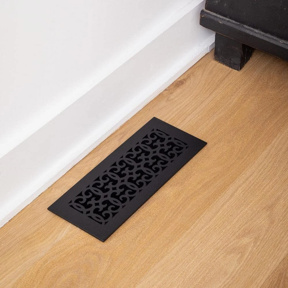 Versailles Series 12 In. X 6 In. Black Steel Vent Cover Grille For Home Floors Without Mounting Holes 3 Versailles Series 12 In. X 6 In. Black Steel Vent Cover Grille For Home Floors Without Mounting Holes - Image 3