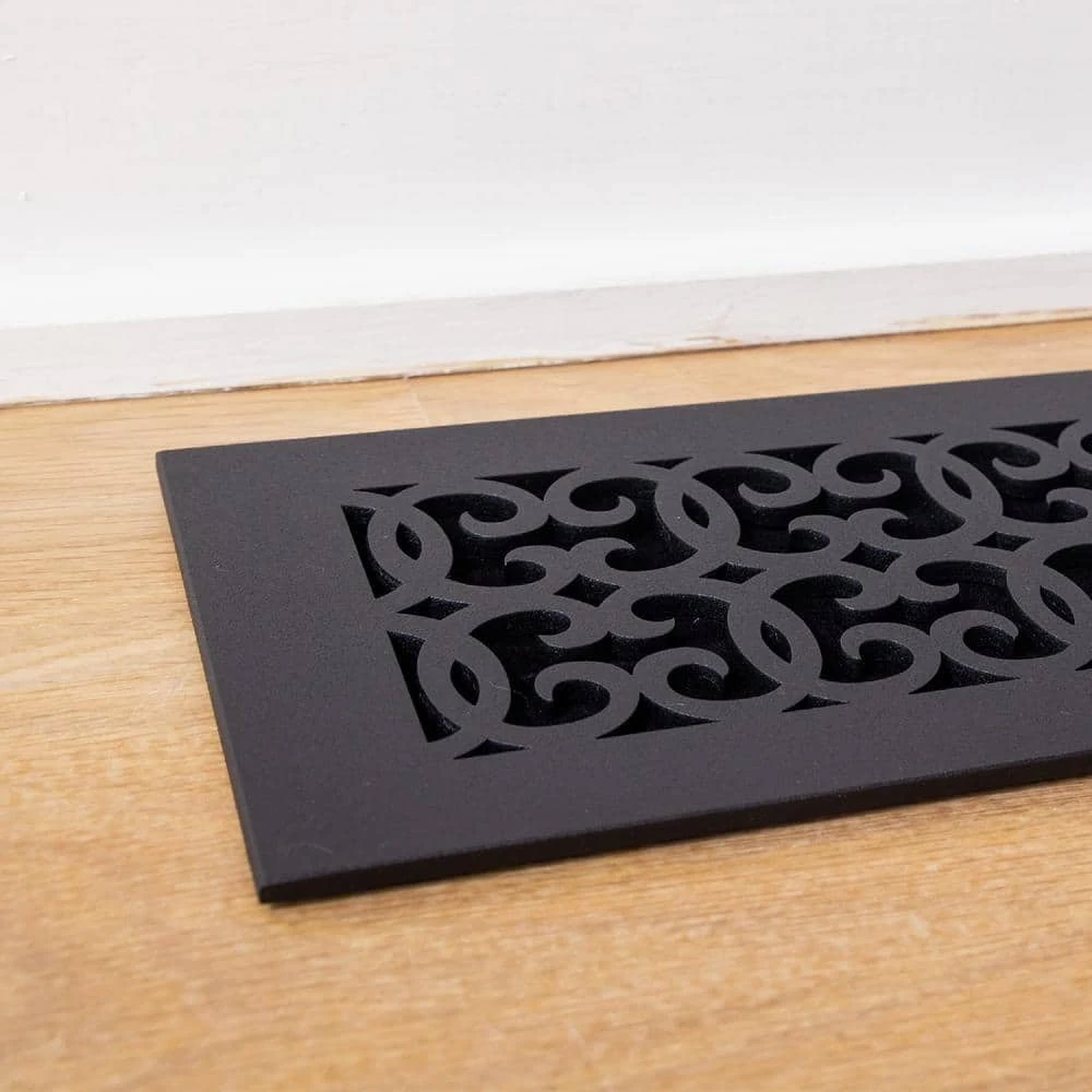 Versailles Series 12 In. X 6 In. Black Steel Vent Cover Grille For Home Floors Without Mounting Holes 2 Versailles Series 12 In. X 6 In. Black Steel Vent Cover Grille For Home Floors Without Mounting Holes - Image 2