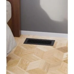 Victorian 10 In. X 4 In. Black Powder Coat Steel Floor Vent With Opposed Blade Damper -Fire Place Store blacks steelcrest registers grilles tvi10x4sbkn 1f 1000