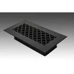 Victorian 10 In. X 4 In. Black Powder Coat Steel Floor Vent With Opposed Blade Damper