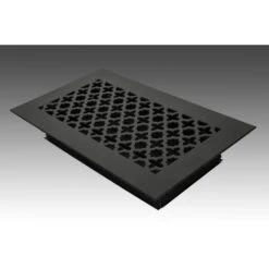 Victorian 12 In. X 6 In. Black Powder Coat Steel Floor Vent With Opposed Blade Damper