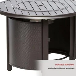 Bay Ridge 36 In. X 25 In. Round Aluminum Propane Gas Fire Pit Table With Glacier Ice Firebeads -Fire Place Store blacksmith alfresco gas fire pits 55 3011 77 1000