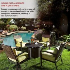 Bay Ridge 36 In. X 25 In. Round Aluminum Propane Gas Fire Pit Table With Glacier Ice Firebeads -Fire Place Store blacksmith alfresco gas fire pits 55 3011 a0 1000