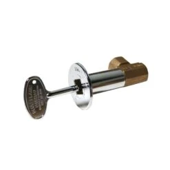 Angle Gas Valve Kit Included Brass Valve, Floor Plate And Key In Polished Chrome